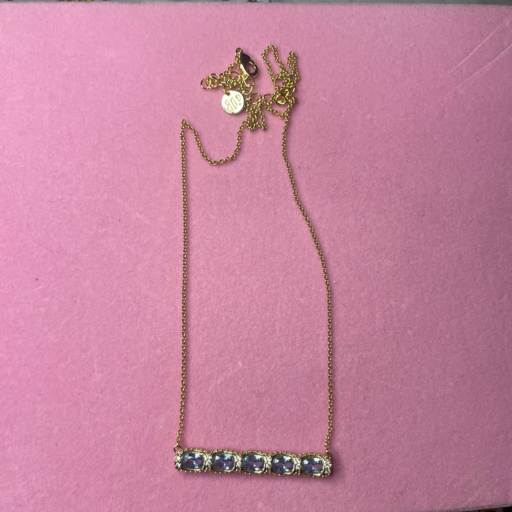 Elegant Gold plated Necklace with Blue Accents